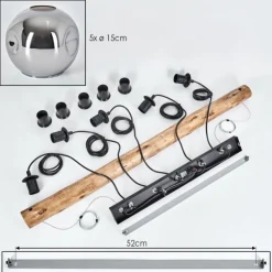 Ripoll Suspension, Boule lumineuse, Suspension Écru, Noir, 5 lumières