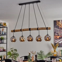 Ripoll Suspension, Boule lumineuse, Suspension Écru, Noir, 5 lumières