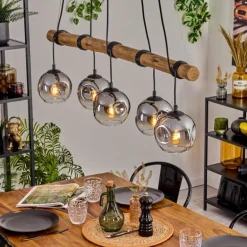 Ripoll Suspension, Boule lumineuse, Suspension Chrome, Fumé, 5 lumières