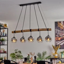 Ripoll Suspension, Boule lumineuse, Suspension Chrome, Fumé, 5 lumières