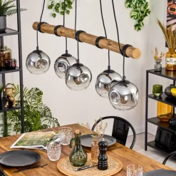 Ripoll Suspension, Boule lumineuse, Suspension Chrome, Fumé, 5 lumières