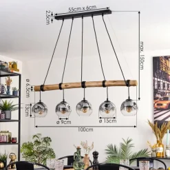 Ripoll Suspension, Boule lumineuse, Suspension Clair, Fumé, 5 lumières