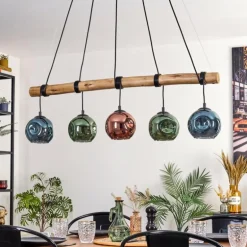 Ripoll Suspension, Boule lumineuse, Suspension Bleu, Vert, Cuivré, 5 lumières