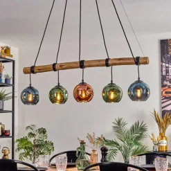 Ripoll Suspension, Boule lumineuse, Suspension Bleu, Vert, Cuivré, 5 lumières