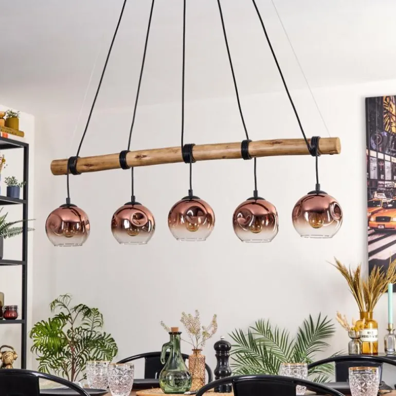 Ripoll Suspension, Boule lumineuse, Suspension Écru, Noir, 5 lumières