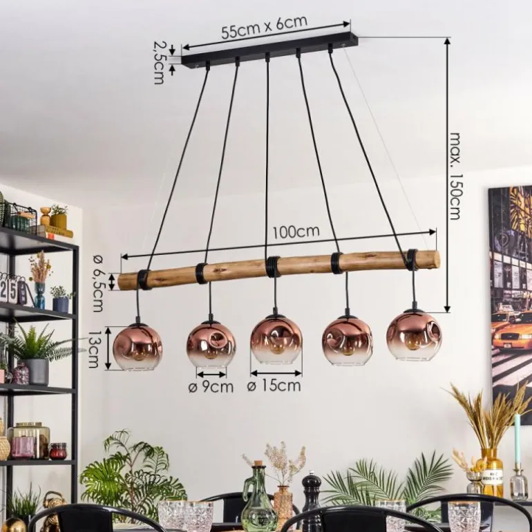 Ripoll Suspension, Boule lumineuse, Suspension Écru, Noir, 5 lumières