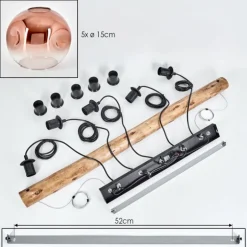 Ripoll Suspension, Boule lumineuse, Suspension Écru, Noir, 5 lumières