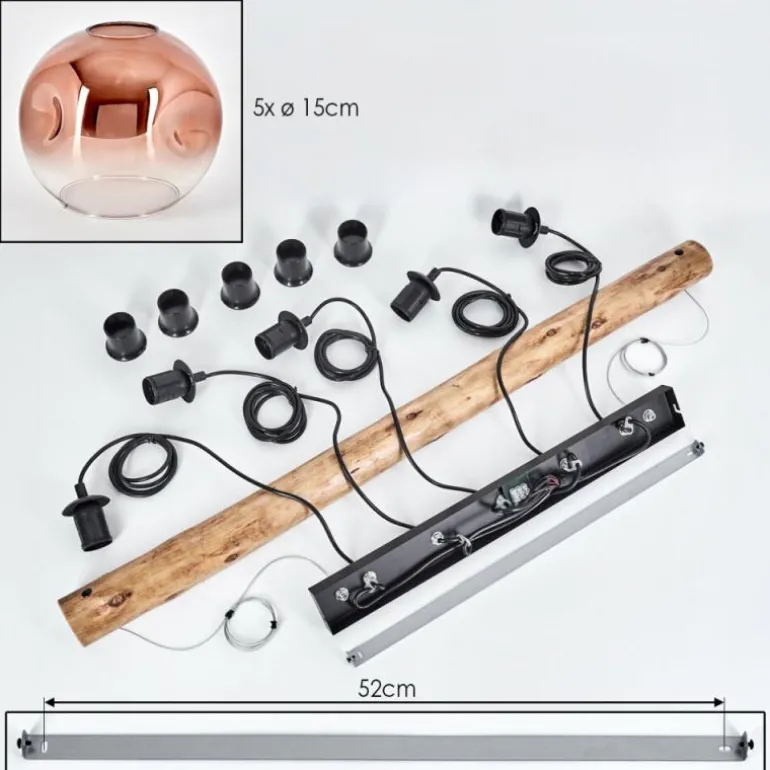 Ripoll Suspension, Boule lumineuse, Suspension Écru, Noir, 5 lumières