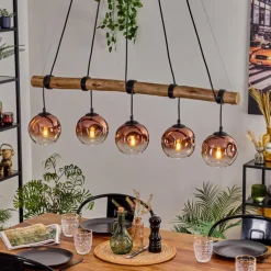 Ripoll Suspension, Boule lumineuse, Suspension Écru, Noir, 5 lumières