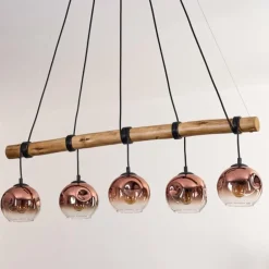 Ripoll Suspension, Boule lumineuse, Suspension Écru, Noir, 5 lumières