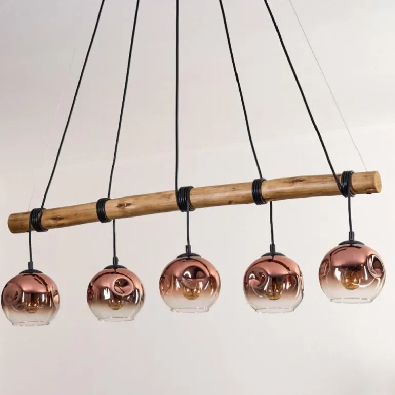 Ripoll Suspension, Boule lumineuse, Suspension Écru, Noir, 5 lumières