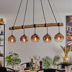 Ripoll Suspension, Boule lumineuse, Suspension Écru, Noir, 5 lumières