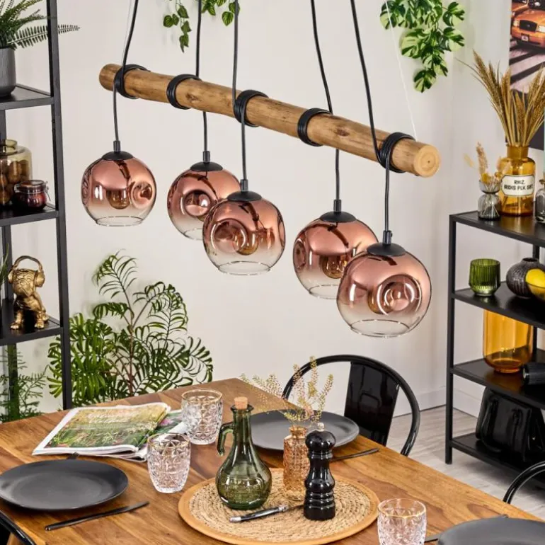 Ripoll Suspension, Boule lumineuse, Suspension Écru, Noir, 5 lumières