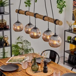 Ripoll Suspension, Boule lumineuse, Suspension Écru, Noir, 5 lumières