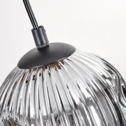 Ripoll Suspension, Boule lumineuse, Suspension Écru, Noir, 5 lumières