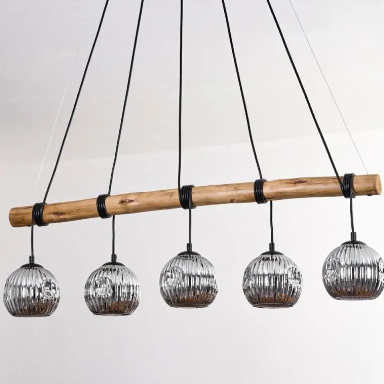 Ripoll Suspension, Boule lumineuse, Suspension Écru, Noir, 5 lumières