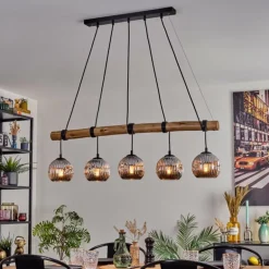 Ripoll Suspension, Boule lumineuse, Suspension Écru, Noir, 5 lumières