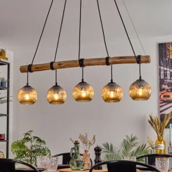 Ripoll Suspension, Boule lumineuse, Suspension Écru, Noir, 5 lumières