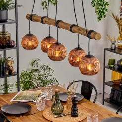 Ripoll Suspension, Boule lumineuse, Suspension Écru, Noir, 5 lumières