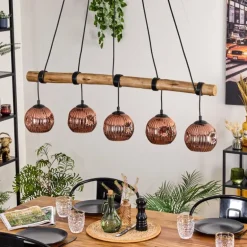 Ripoll Suspension, Boule lumineuse, Suspension Écru, Noir, 5 lumières