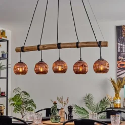 Ripoll Suspension, Boule lumineuse, Suspension Écru, Noir, 5 lumières