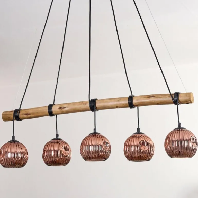 Ripoll Suspension, Boule lumineuse, Suspension Écru, Noir, 5 lumières