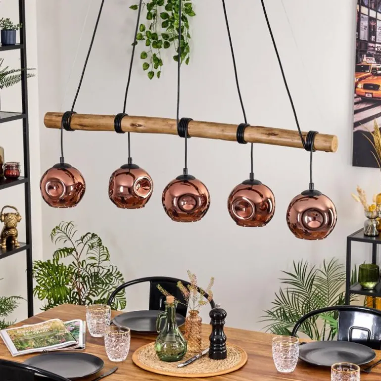 Ripoll Suspension, Boule lumineuse, Suspension Écru, Noir, 5 lumières