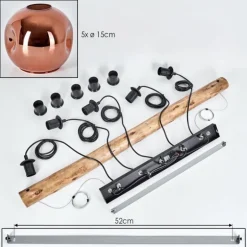 Ripoll Suspension, Boule lumineuse, Suspension Écru, Noir, 5 lumières