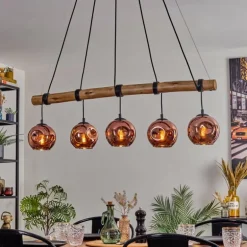 Ripoll Suspension, Boule lumineuse, Suspension Écru, Noir, 5 lumières