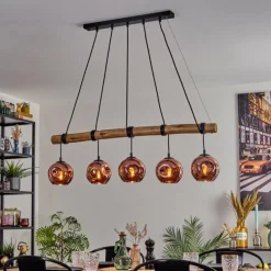 Ripoll Suspension, Boule lumineuse, Suspension Écru, Noir, 5 lumières