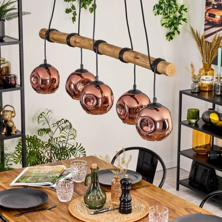 Ripoll Suspension, Boule lumineuse, Suspension Écru, Noir, 5 lumières