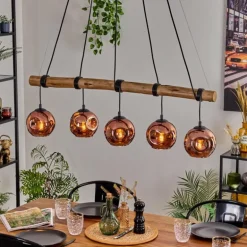 Ripoll Suspension, Boule lumineuse, Suspension Écru, Noir, 5 lumières