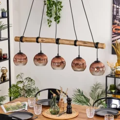 Ripoll Suspension, Boule lumineuse, Suspension Écru, Noir, 5 lumières