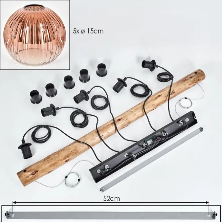 Ripoll Suspension, Boule lumineuse, Suspension Écru, Noir, 5 lumières