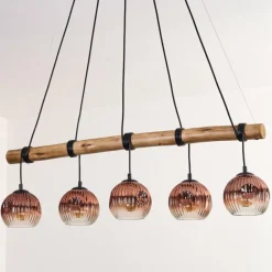 Ripoll Suspension, Boule lumineuse, Suspension Écru, Noir, 5 lumières