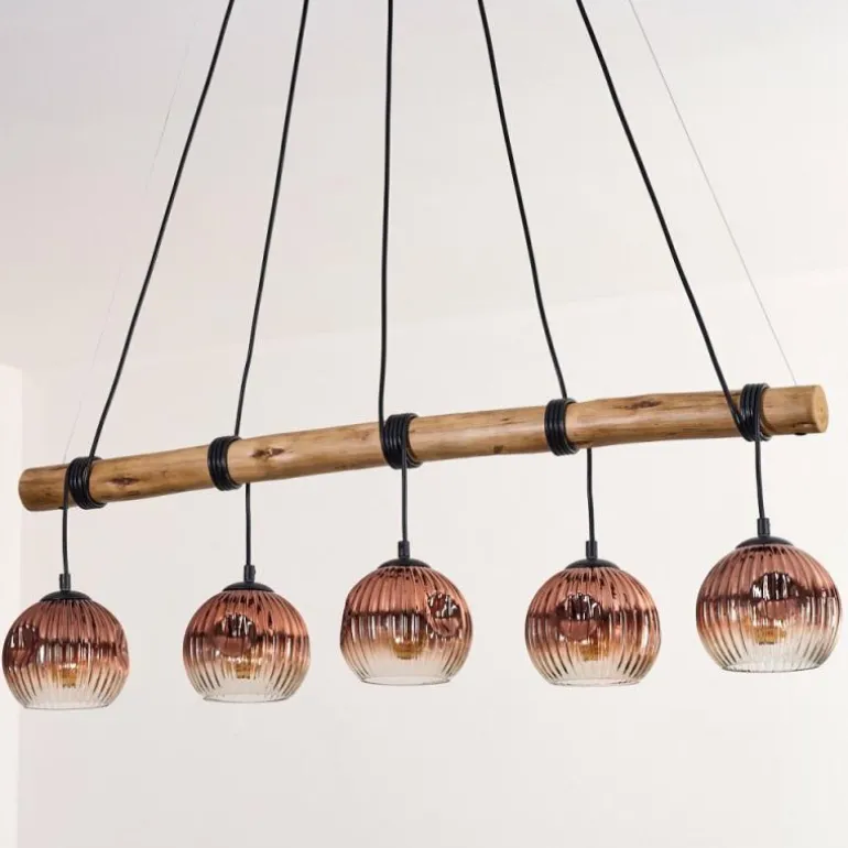 Ripoll Suspension, Boule lumineuse, Suspension Écru, Noir, 5 lumières
