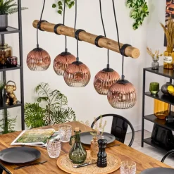 Ripoll Suspension, Boule lumineuse, Suspension Écru, Noir, 5 lumières