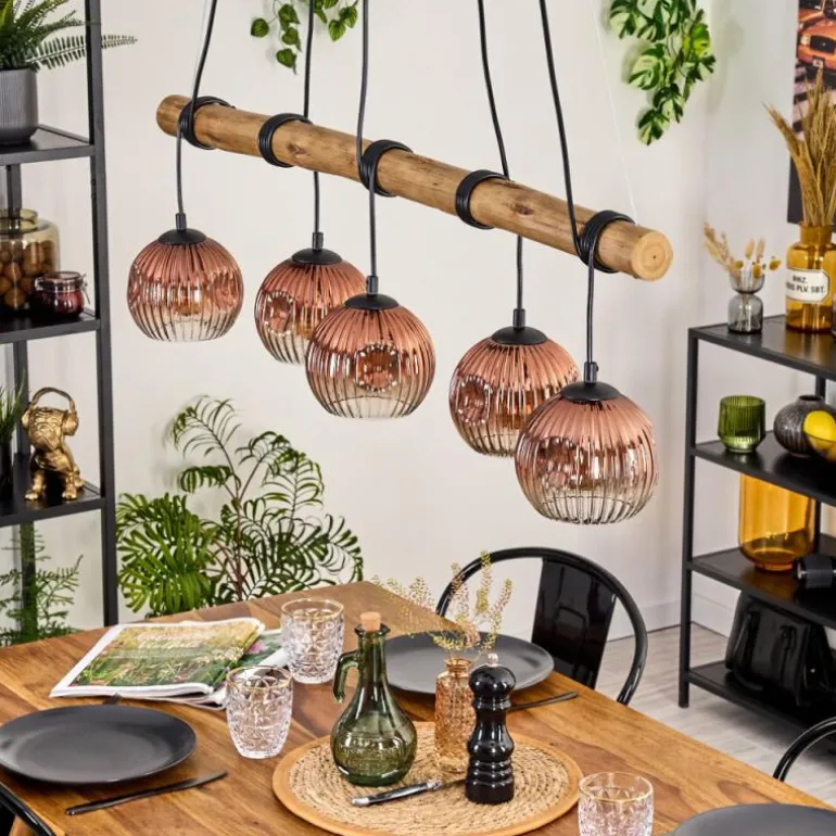 Ripoll Suspension, Boule lumineuse, Suspension Écru, Noir, 5 lumières