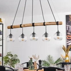 Ripoll Suspension, Boule lumineuse, Suspension Écru, Noir, 5 lumières