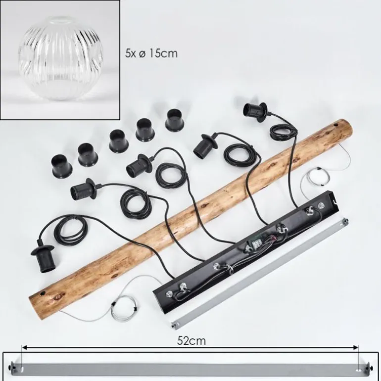 Ripoll Suspension, Boule lumineuse, Suspension Écru, Noir, 5 lumières