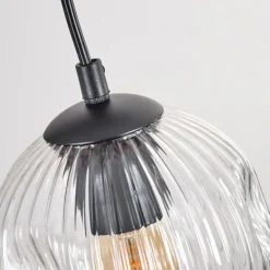 Ripoll Suspension, Boule lumineuse, Suspension Écru, Noir, 5 lumières