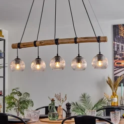 Ripoll Suspension, Boule lumineuse, Suspension Écru, Noir, 5 lumières