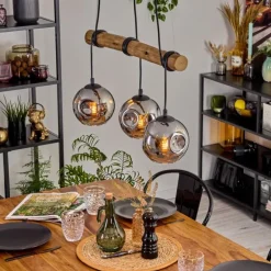 Ripoll Suspension, Boule lumineuse, Suspension Écru, Noir, 3 lumières