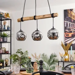 Ripoll Suspension, Boule lumineuse, Suspension Écru, Noir, 3 lumières