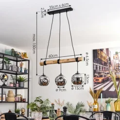 Ripoll Suspension, Boule lumineuse, Suspension Écru, Noir, 3 lumières