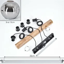 Ripoll Suspension, Boule lumineuse, Suspension Écru, Noir, 3 lumières