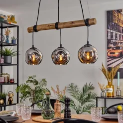 Ripoll Suspension, Boule lumineuse, Suspension Écru, Noir, 3 lumières