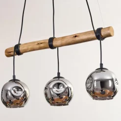 Ripoll Suspension, Boule lumineuse, Suspension Écru, Noir, 3 lumières