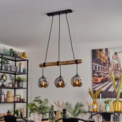 Ripoll Suspension, Boule lumineuse, Suspension Écru, Noir, 3 lumières