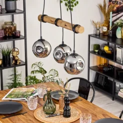 Ripoll Suspension, Boule lumineuse, Suspension Écru, Noir, 3 lumières